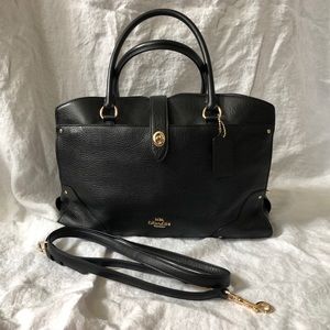 Coach black pebbled leather Mercer satchel